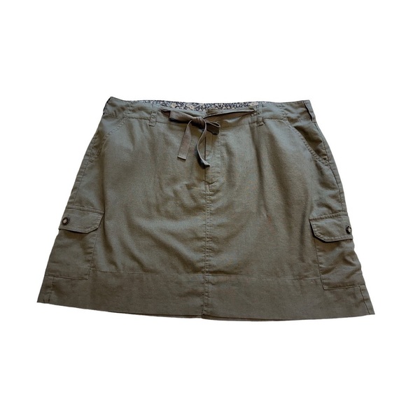 Denver Hayes Khaki Green Linen Blend Cargo Skirt With Pockets - Size 18 - Picture 1 of 9